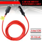 12V Cigarette Lighter Extension Cord Cable DC Power Heavy Duty Socket Plug 12ft,