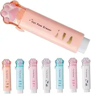 FOYTOKI Cute Cat Paw Erasers 8pcs Erasers for Boys and Girls Students Stationery Retractable Eraser Sliding Mechanism Pen Eraser