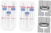 TOPPERFUN 2 Sets Sewing Machine Presser Foot Sewing Twin Stretch Needle Professional Home Sewing Machine Sewing Tools Sewing Machines Practical Twin Needles Stainless Steel