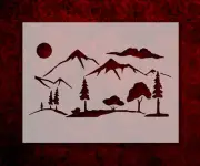 Mountains Trees Landscape Scenery Woods 8.5" x 11" Stencil FREE SHIPPING (721)