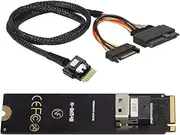 NFHK NGFF M-Key NVME to SFF-8654 Slimline SAS Card Adapter and U.2 U2 SFF-8639 NVME PCIe SSD Cable for Mainboard SSD