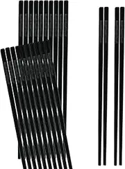 Zvorgath 10 Pairs Fiberglass Chopsticks, Reusable Chinese Chop Sticks Dishwasher Safe, Dishwasher Safe, Non-Slip, 9 1/2 Inches（Black）