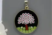 FLOWER TREE LIFE ART FLOWERS 1" Pendant Sterling 925 Silver 20" Necklace women