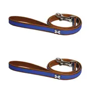 2x Rosewood Royal Fashion 107cm Pet/Dog Leather Lead Animal Leash M/L Blue/Brown