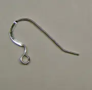 100 STERLING SILVER French HOOKS Solid 925 Ear Wires EarWires Flat wire w/ loop