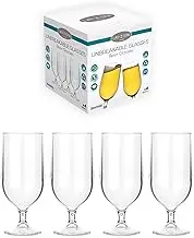 Lay-Z-Spa BWA0007 Premium Plastic Beer Glasses, Virtually Unbreakable Ultra Clear, Reusable and Dishwasher Safe, Ideal for Hot Tubs, Pools, Camping and Picnics, 420 milliliters, Transparent, Set of 4