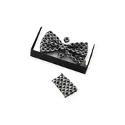Mens Silver Diamond Matching Bow Tie, Pocket Square & Cuff Links Set