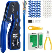 Pass through RJ45 Crimp Tool Kit, Ethernet Crimper Kit Cat5E Cat5 CAT6 Crimping