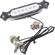 6 String Single Coil Pickup, Prewired Guitar Pickup Replacement with Volume and Tone Controls Class A Preamp for Acoustic Folk Electric Guitars (Black Pearl)