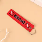 Car Keychain Embroidery DIVER Keychains Key Holder Luggage Tag Travel Bag Fla CR