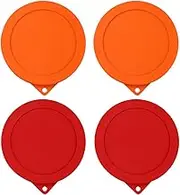Sophico 4 Cup Round Silicone Storage Cover Lids Replacement for Anchor Hocking and Pyrex 7201-PC Glass Bowls (Container not Included) (Red-Orange) 4 Pack