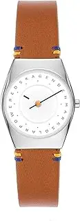 [SKAGEN DENMARK] Skagen Grenen Lille Women's Watch with Stainless Steel Mesh or Leather Band, Medium Brown Lwg Leather Strap, Grenen Lille