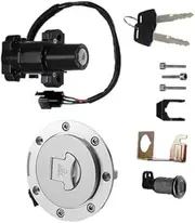 Yurefax 1 Set Motorcycle Ignition Switch Cylinder Fuel Gas Tank Cap Cover Lock, for Seat, Lock With 2 Keys, for CBR600F4i CBR1000RR CBR1100XX CBR600RR CBR900RR CBR929RR Motor Bike Ignition Starter Swi