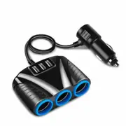 DC Car Charger 3 Way Multi Socket With 3 Port USB