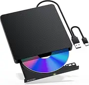 [NVOPERANG] External Blu-ray Drive, USB 3.0 & Type-C BD/DVD/CD Burner – Portable Blu-ray Player with 3D Playback, Compatible with Windows, Linux, Mac OS (2 IN1)
