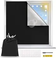 118 x57 Inch Blackout Blinds for Windows, 100% Blackout Shades with Upgraded Tapes, No Drill Portable Window Cover Thermal Insulated, Easy to Cut Fit for Bedroom Nursery RV Home Theater (Black)