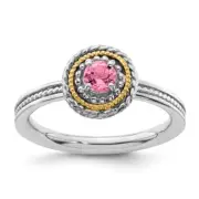 Sterling Silver & 14k Stackable Expressions Pink Tourmaline Ring Size 10
