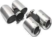 Dual Exhaust Tips Exhaust Tip Rear 304 Stainless Steel Muffler Compatible For Land Rover Defender 90 110 Exhaust Tip Nozzle 2020 2021(Brushed silver 2.0T)