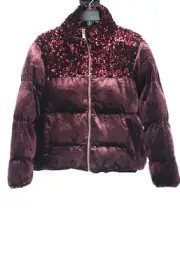 NWT anthropologie maeve women's Small petite vera sequined velvet puffer jacket