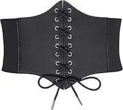 [Generic] Corset Belts for Women, Wide Elastic Tied Leather Waspie Waist Belt for Girls Dresses