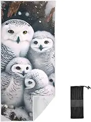 Joitme Snowy Owl White Beach Towel for Women, M Size, Kids Towels, Sand Free Beach Towels