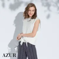 在飛比找momo購物網優惠-【AZUR】素色平口下擺綁帶上衣-2色