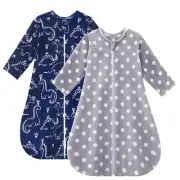 Yoofoss Long 0-6 Months, 1.5-tog-dark Blue Dinosaur & Gray Polka Dot