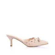 Ziggy Point Toe Kitten Heels - Stone Micro