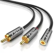 3.5mm to RCA Adapter Cable, Gold Plated 3.5mm Female to 2 RCA Male Stereo Aud...