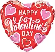 PMU Happy Valentine’s Day Loop Hearts 18 Inch Mylar Foil Balloon Pkg/1