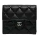 【CHANEL】香奈兒 銀色雙C LOGO 荔紋牛皮 翻蓋錢包/短夾-黑色 AP0231Y01588C 3906