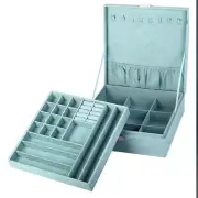 NWT Cloud Two-Layer Blue Jewelry Box Organizer Display Storage case with Lock