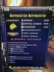 PS/XBOX/PC Tiny Tina's Wonderlands Modded Spell “Buffmeister Buffmeister” CRAZY