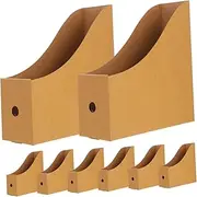 jojofuny 8pcs Brown Paper Magazine Storage Box Organizer Cardboard File Holder for Home Office Classroom Desk Document Organizer Easy Standard