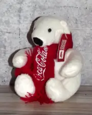 NWT Coca-Cola 4" White Polar Bear Red Scarf Arctic Home Stuffed Animal/Plush B60