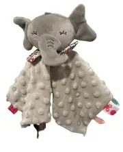 Elephant Baby Lovey Plush Rattle Security Blanket Teething Ring Tags Gray NWOT