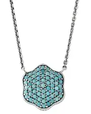 Samuel B. Silver 1.20 ct. tw. Sleeping Beauty Turquoise Flower Necklace