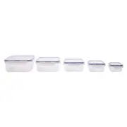 5PK Locknlock Airtight Classic Square Food Storage Container Organiser Set Clear