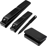 Nail Clippers Manicure Set-Toenail Clippers and Fingernail Clippers, Ultra Sharp Cutter for Ingrown Toenail Clippers with File, Sharp and Durable Stainless Steel Nail Cutter w/Metal Case, Black
