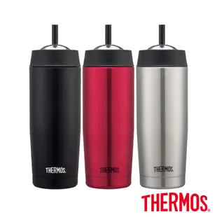 THERMOS膳魔師不鏽鋼真空吸管隨行瓶0.47L+凱菲不鏽鋼多功能隔熱碗1.2L