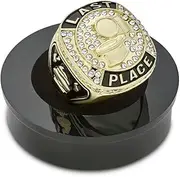 Express Medals Champion Gold Last Place Loser Trophy Ring Award Gift Fantasy Prize with Display Neck Chain and Stand Championship Rings Toilet Bowl, Zinc