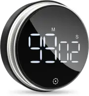 Digital Kitchen Timers, Magnetic w/ Large LED Display, 3 Volume Levels (Silver)
