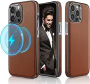 LOHASIC Magnetic Designed for iPhone 13 Pro Max Case, Luxury Elegant Leather [Compatible with Mag-Safe] Protective Phone Cases for iPhone 13 Pro Max 6.7 inch - Brown