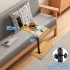 Rotating Bathtub Side Table Tray Stand Bamboo Bath Rack Wine Glass Phone Holder