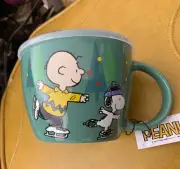 Peanuts Charlie Brown Snoopy Holidays Soup Bowl Mug Cup w/Lid Stoneware 25Oz NEW