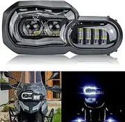 SAUTVS LED Headlight Assembly for F800GS, E-Mark Approved Head Light Front Lamp with High-Low Beams DRL for BMW F800GS / F800R / F700GS / F650GS Accessories