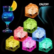 12x Light-up LED Ice Cubes Multicolor Liquid Sensor Water Activated Glowing Cube