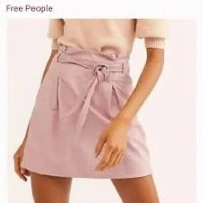 Free People Payton Faux Leather Paperbag Mini Skirt SZ=6 NWT
