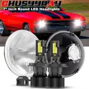 Chrome Led 7inch Round Headlights Headlamp High/Low Bulbs for MG MGB 1969-1981 (for: MG)