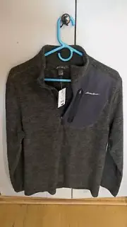 New Eddie Bauer Faded Olive Green Quarter Zip Pullover Fleece Size Men's Small